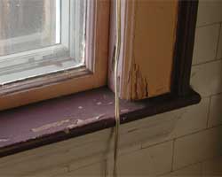 peeling paint on window